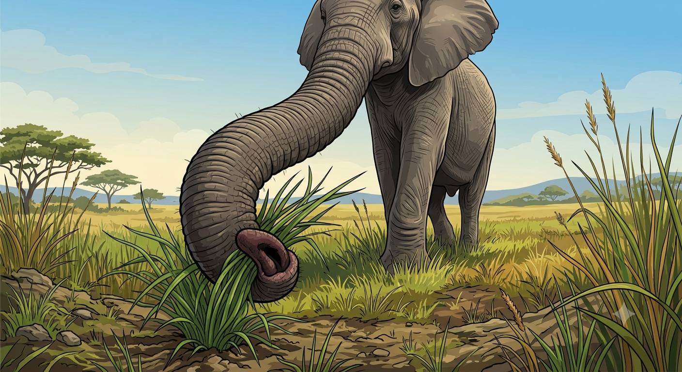 A close-up of an elephant’s trunk