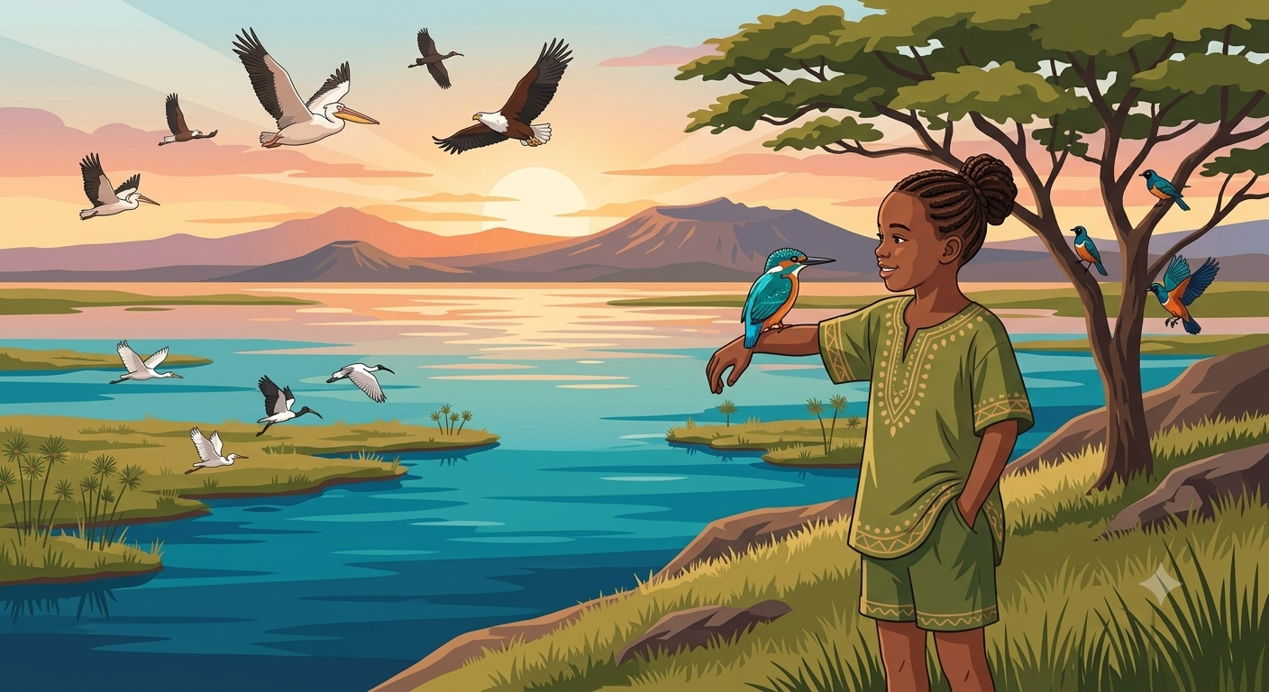 Birds gathering over Lake Naivasha